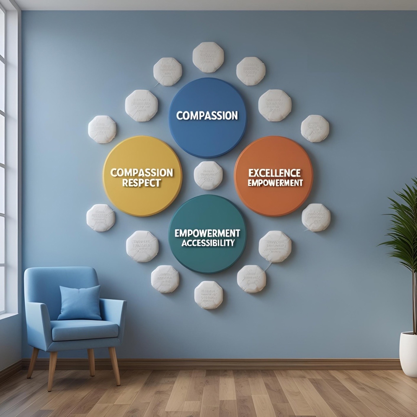 Aruka Centre values — compassion, excellence, accessibility